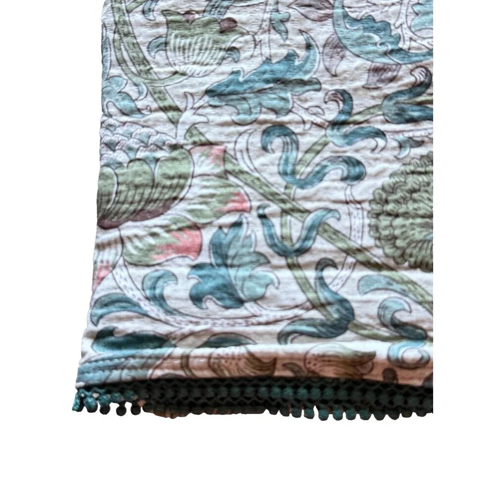William Morris Co Lodden Shower Curtain Sage Green Teal 100% Cotton Gauze Floral
